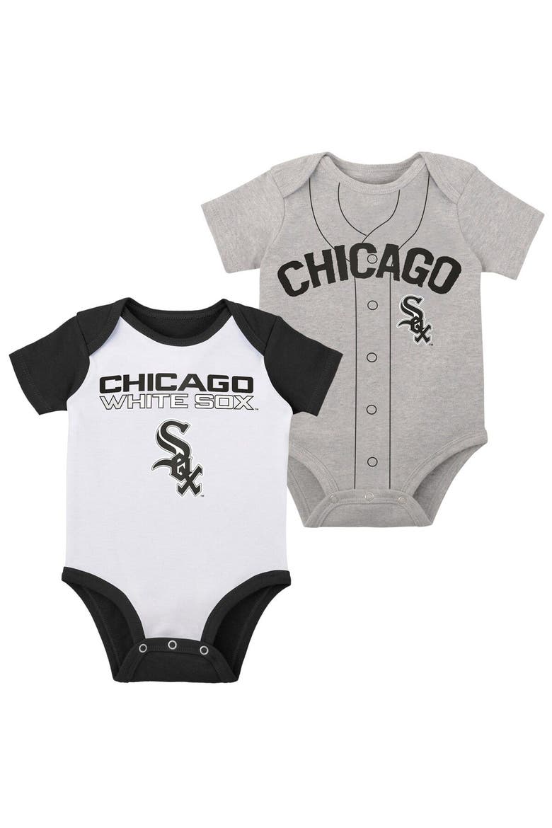 Infant White/Heather Gray Chicago White Sox Two-Pack Little Slugger Bodysuit Set, Main, color, White