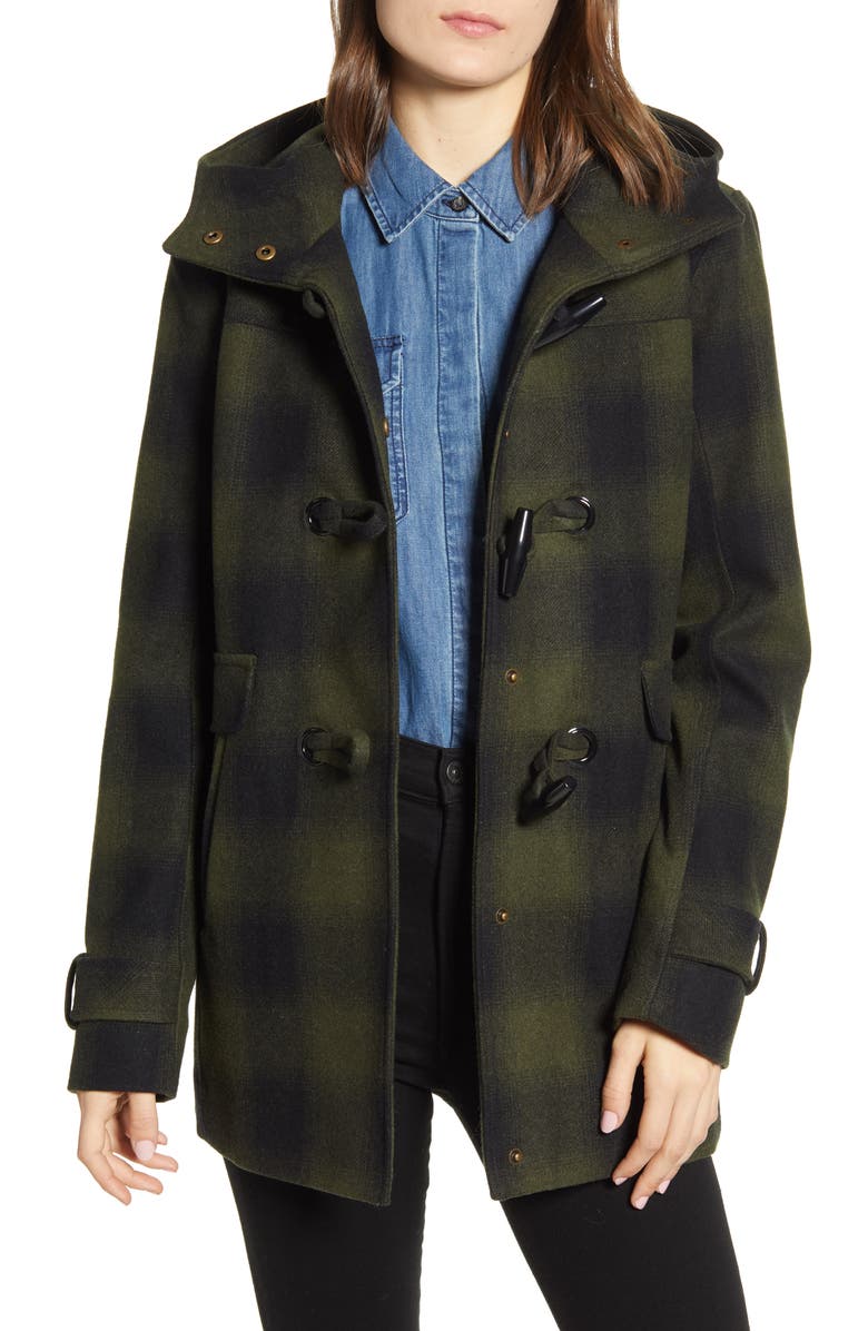 Pendleton Roslyn Plaid Wool Blend Duffle Coat, Main, color,
