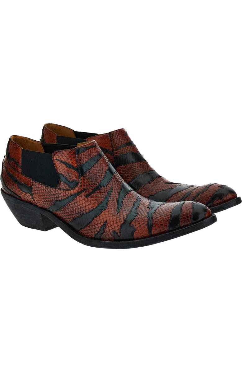 Versace First Line Tiger Python Embossed Texan Boot, Main, color, Rust