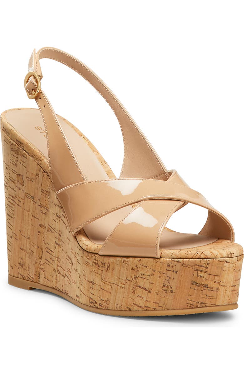 Stuart Weitzman Dayna Slingback Platform Wedge Sandal, Main, color, Adobe