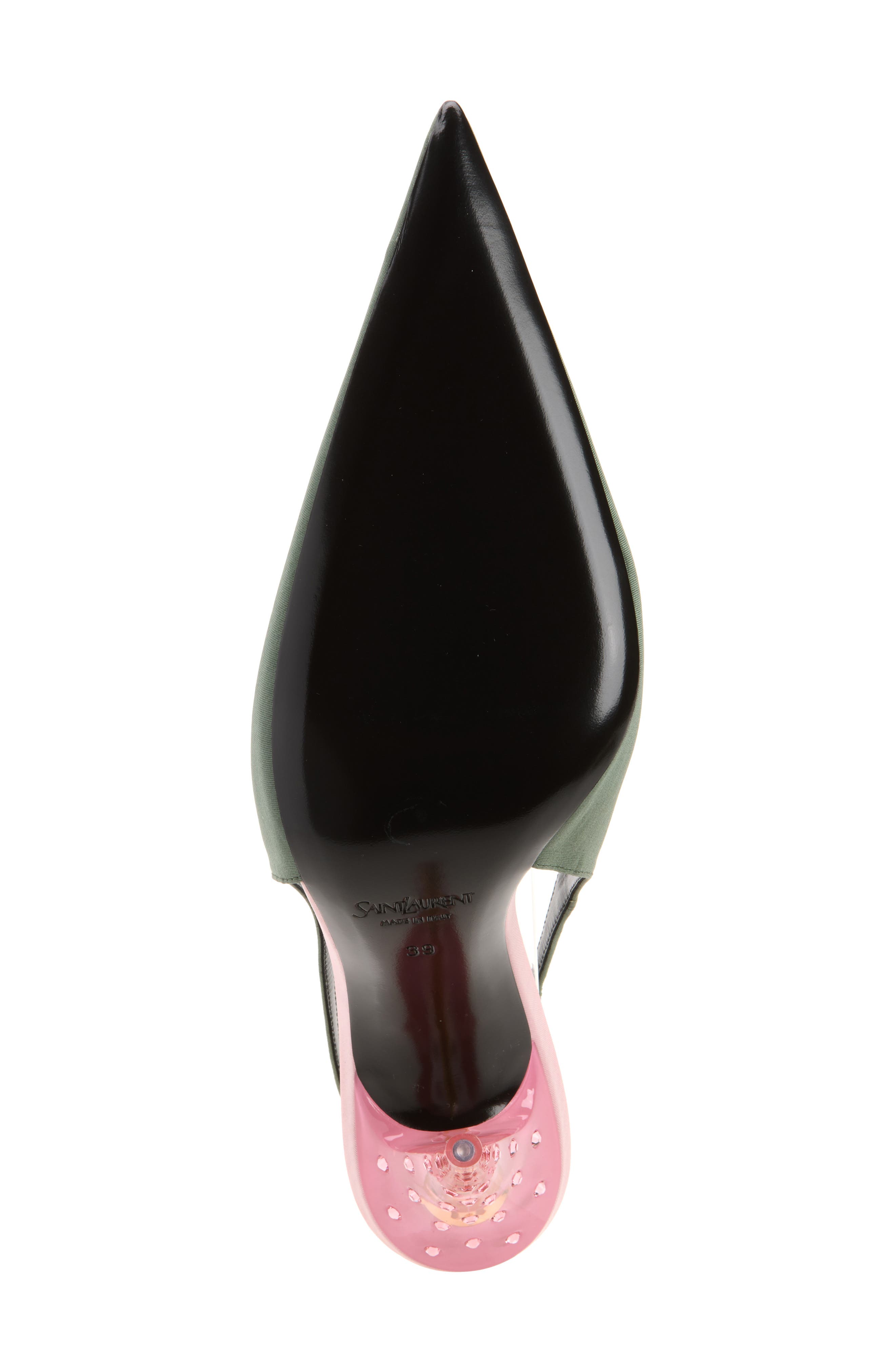 Allure Strass Clear Heel Pointed Toe Slingback Pump, Alternate, color, FLANNEL