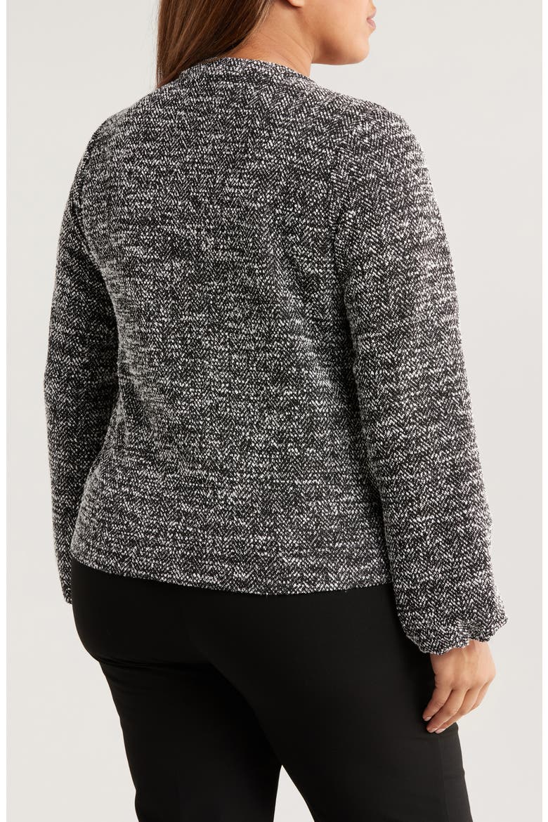 Herringbone Tweed Knit Bomber Jacket, Alternate, color, BLACK MULTI