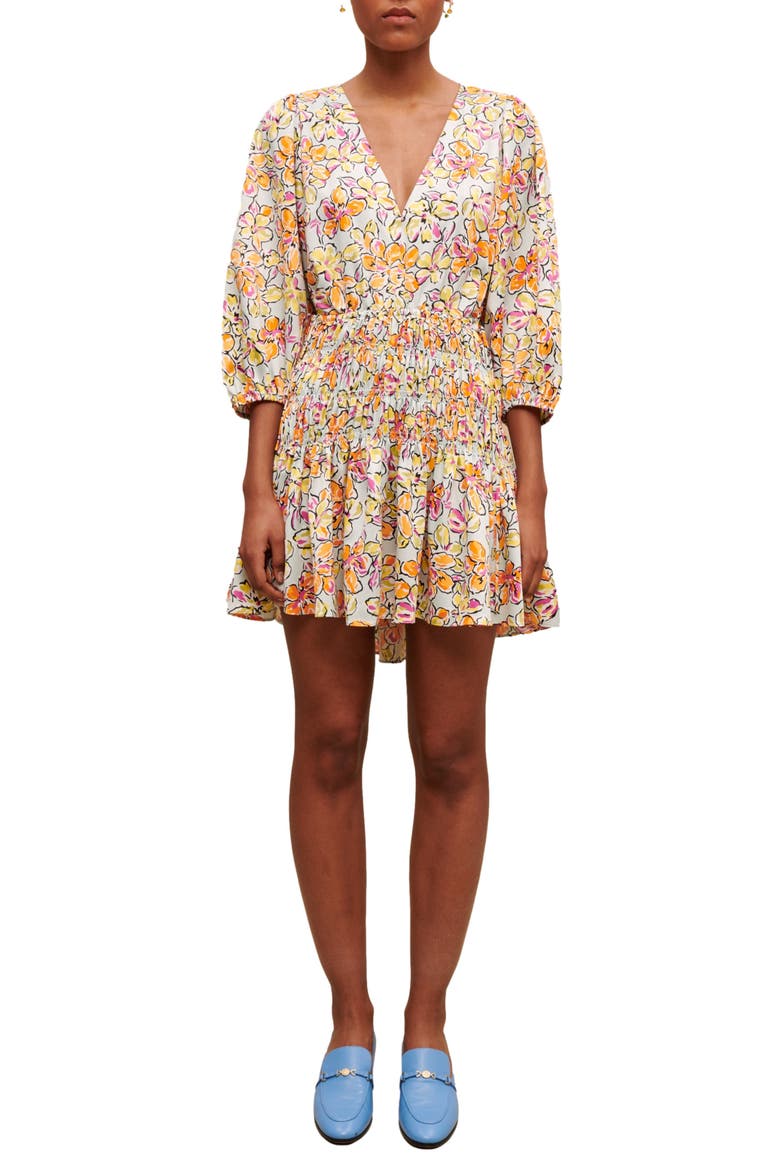 Rawai A-Line Minidress, Main, color, IMPRIME HIBISCUS ORANGE/BLEU