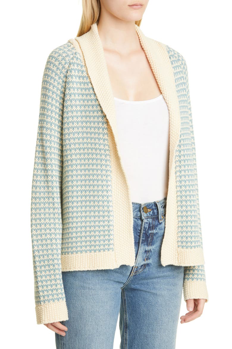 The Minicheck Lodge Shawl Collar Cardigan, Alternate, color, MORNING SKY