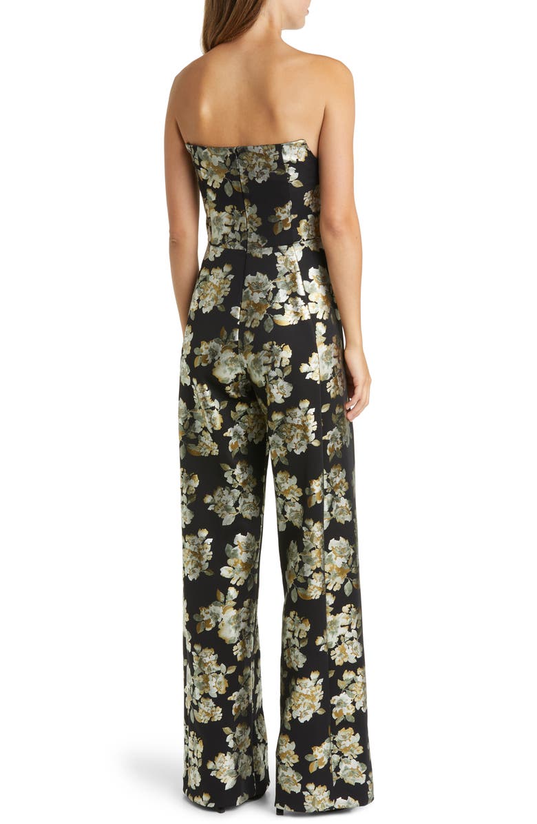 Black Halo Lena Floral Strapless Jumpsuit, Alternate, color, Brilliant Flora