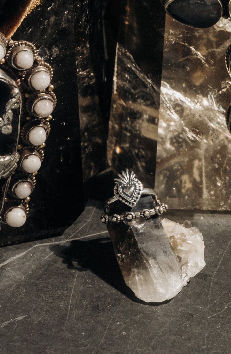 Child of Wild Milagros Flaming Heart Ring, Alternate, color, Silver