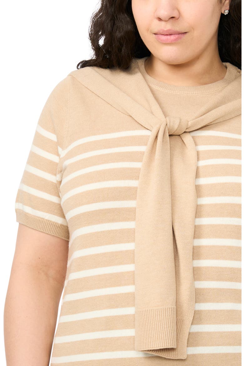 Shoulder Wrap Short Sleeve Sweater, Alternate, color, MALTED TAUPE