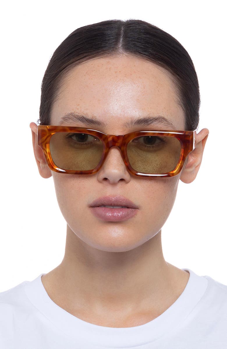 Le Specs Shmood 52mm Rectangular Sunglasses, Alternate, color, Amber Haze