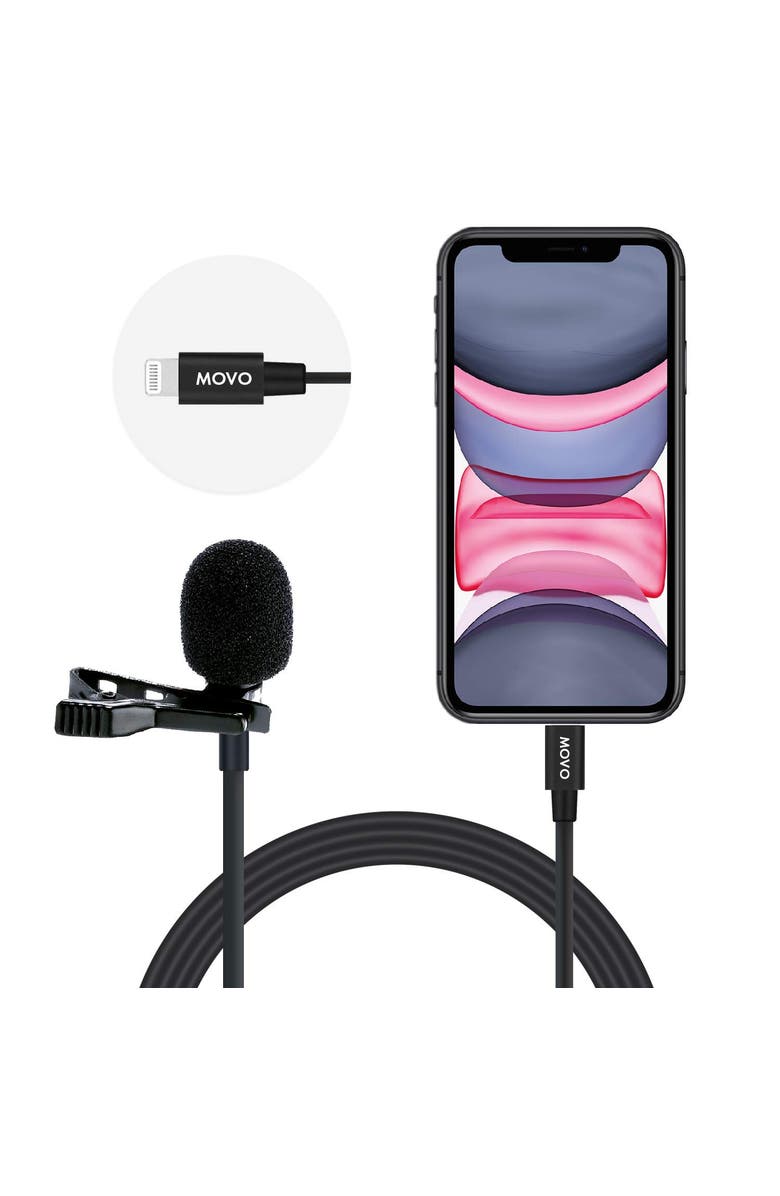 MOVO iLav-L Digital Lavalier Omnidirectional Clip on Microphone, Main, color, Black