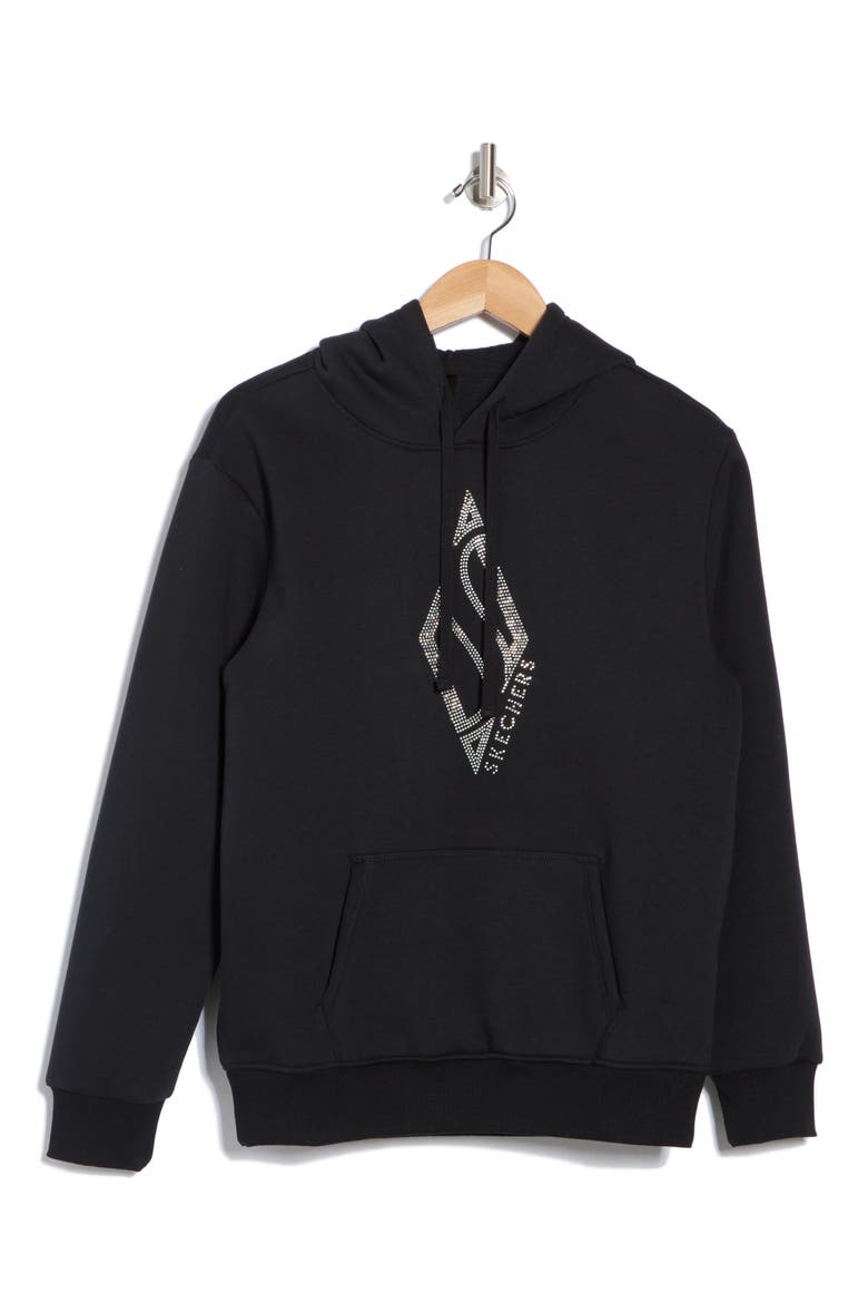 Skech-Sweats Rhinestone Shine Hoodie, Alternate, color, BLACK