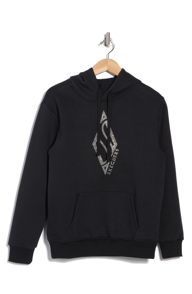 SKECHERS Skech-Sweats Rhinestone Shine Hoodie, Alternate, color, Black