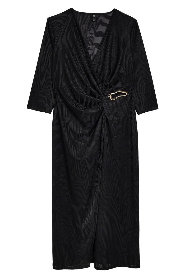 Zebra Print Midi Dress, Alternate, color, BLACK