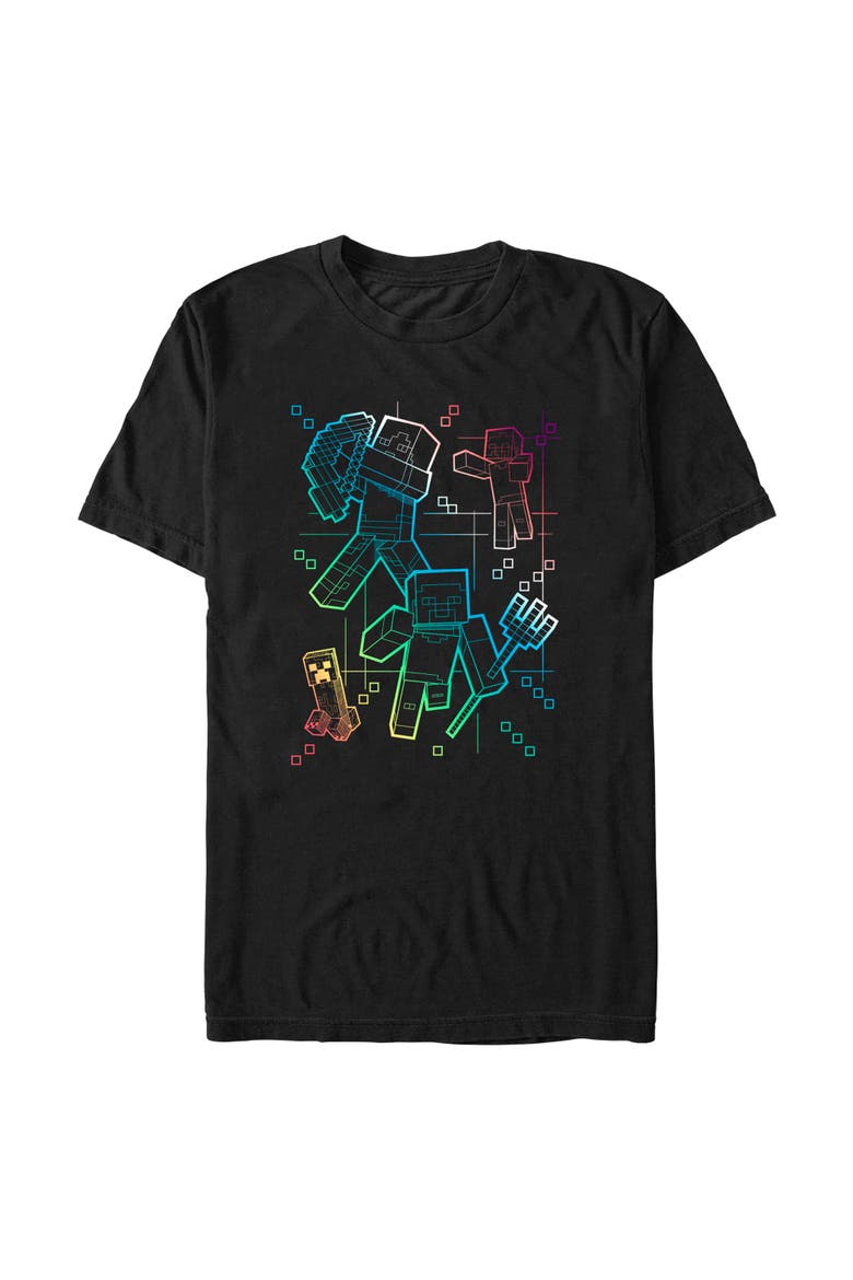 Men's Rainbow Characters Lines Short Sleeve Graphic T-Shirt, Main, color, Black