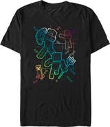 MINECRAFT Men's Rainbow Characters Lines Short Sleeve Graphic T-Shirt