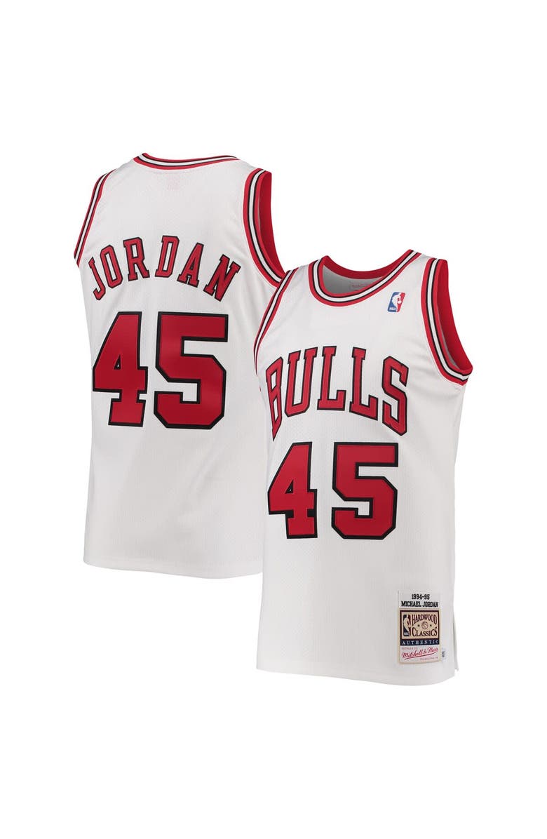 Mitchell & Ness Men's Mitchell & Ness Michael Jordan White Chicago Bulls 1994-95 Hardwood Classics Authentic Player Jersey, Main, color,