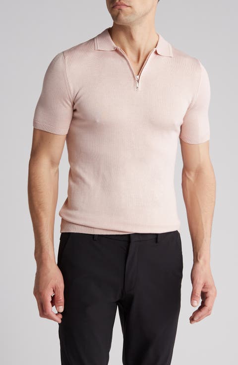 Short Sleeve Quarter Zip Knit Polo