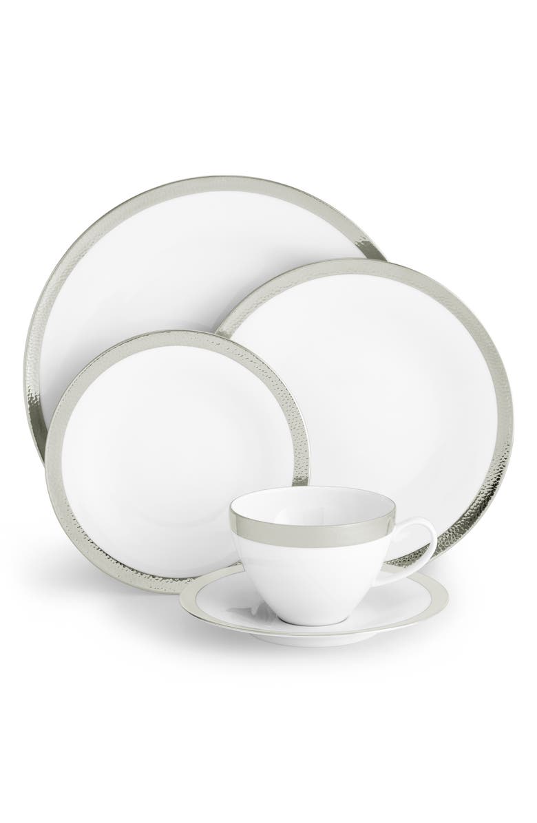 Michael Aram Silversmith 5-Piece Porcelain Place Setting, Main, color, White/ Silver