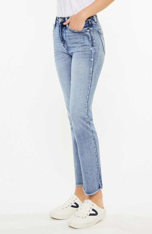 Kancan Sadie High Rise Straight Leg Jeans In Medium Wash