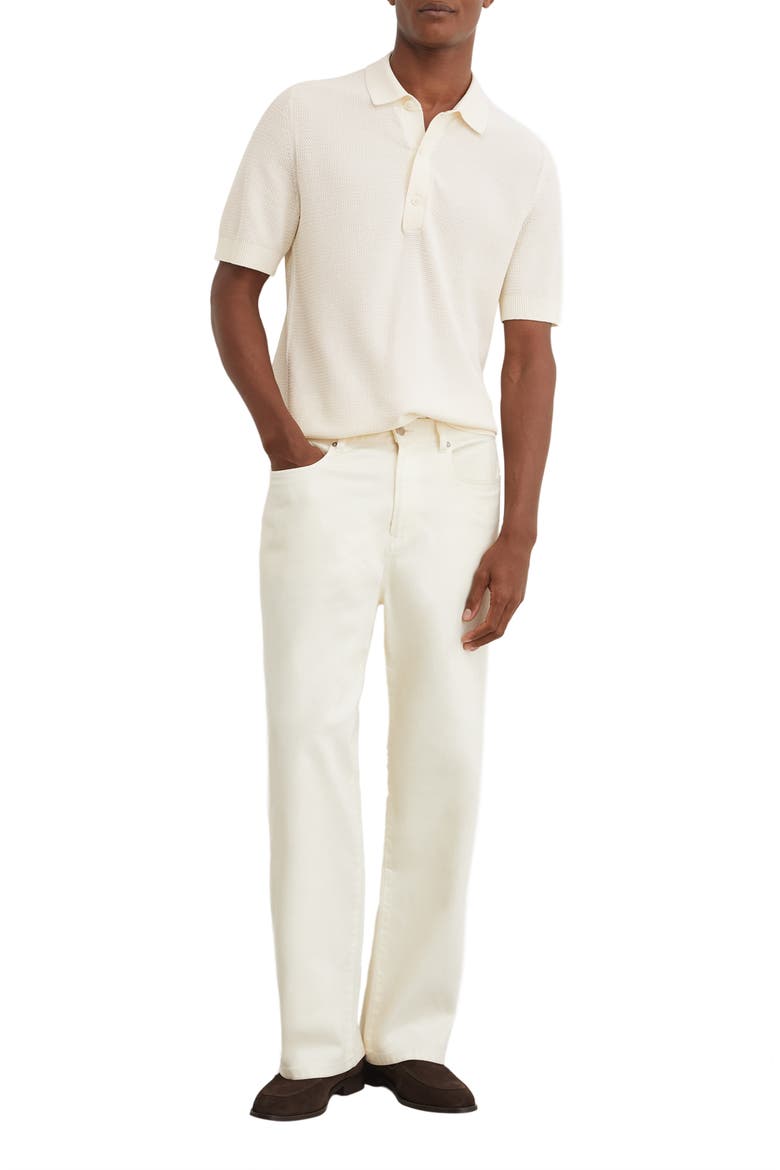 Warren Basket Stitch Polo Sweater, Alternate, color, ECRU