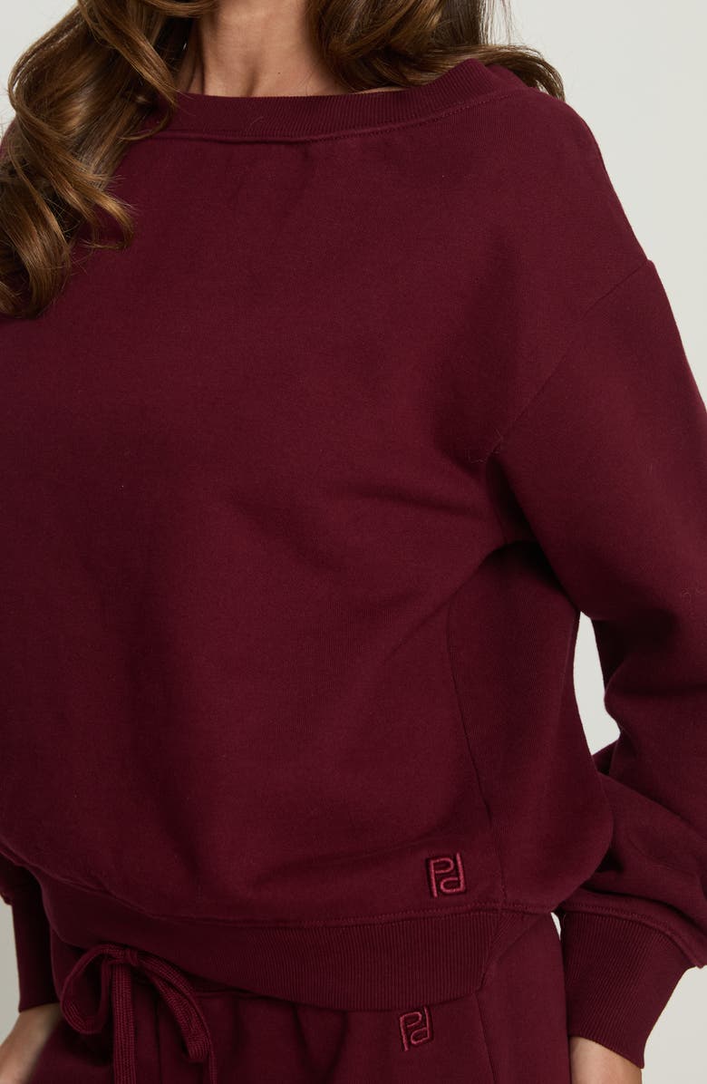 Princess Polly One-Shoulder Sweatshirt, Alternate, color, Currant