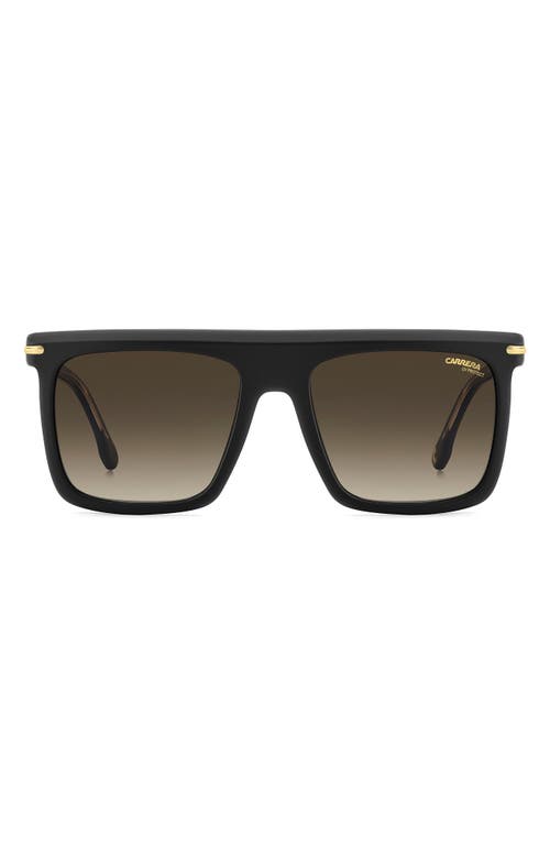 Carrera Eyewear 56mm Gradient Rectangular Flat Top Sunglasses In Black Gold/black Brown Green
