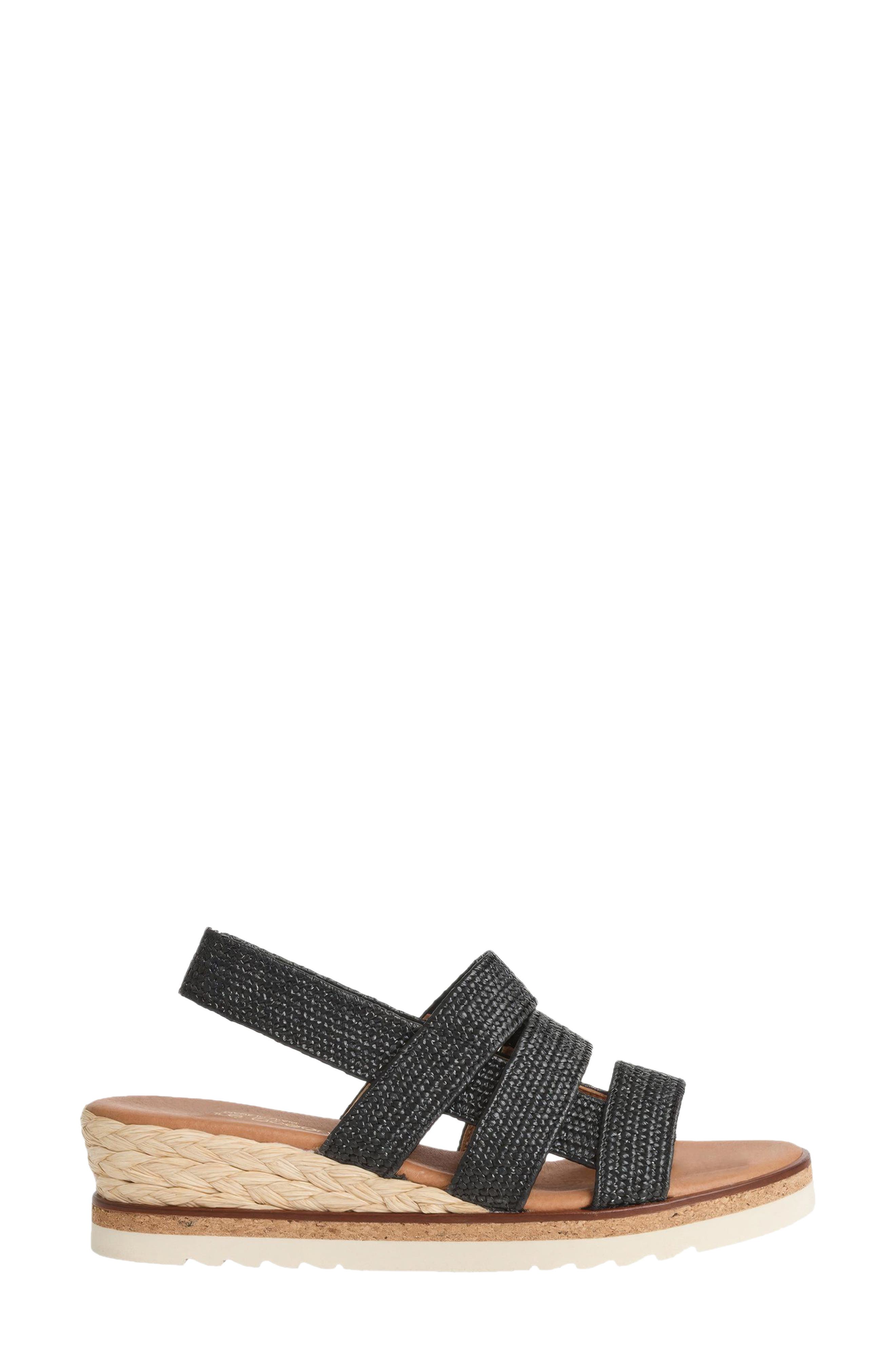 André Assous Noma Woven Wedge Sandal, Alternate, color, Black Raffia