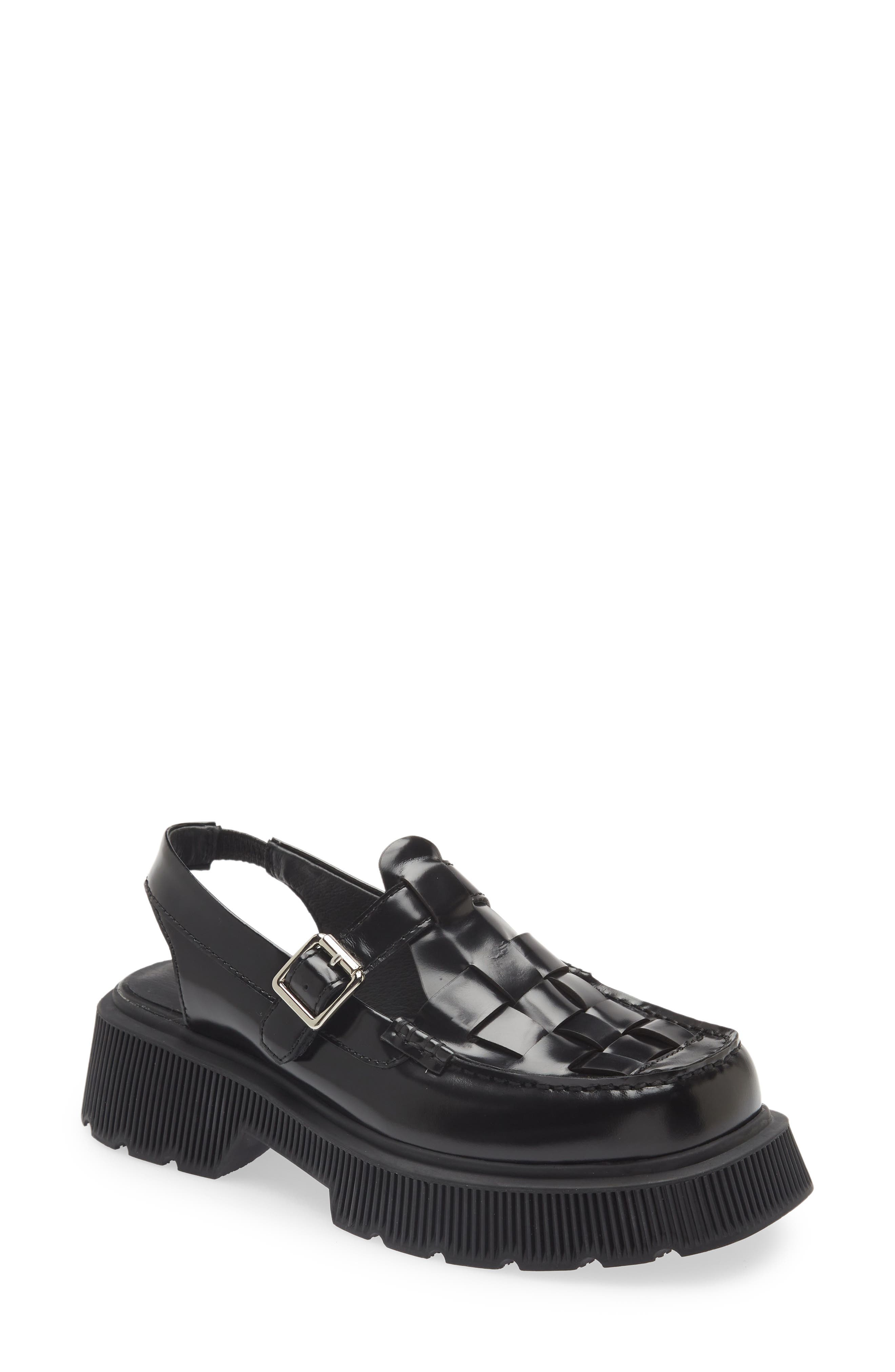 Jeffrey Campbell Crossed Platform Loafer, Main, color, Black