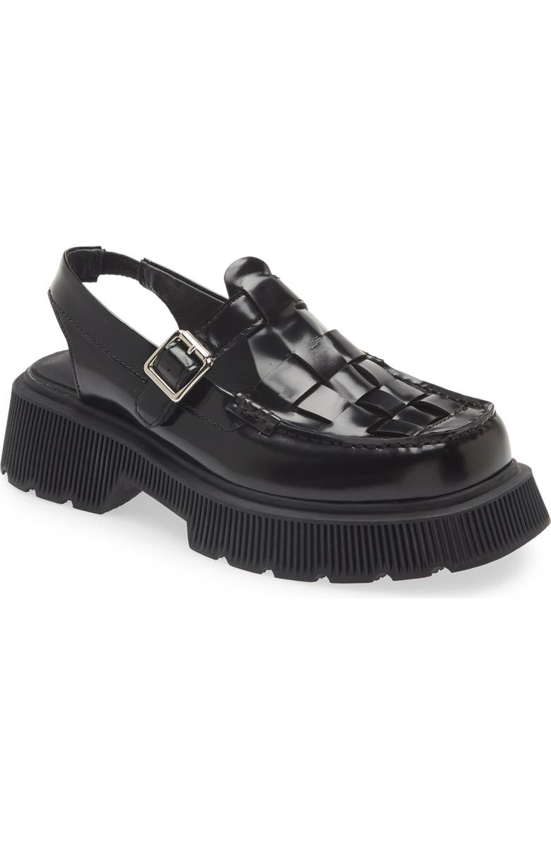 Jeffrey Campbell Crossed Platform Loafer, Main, color, Black