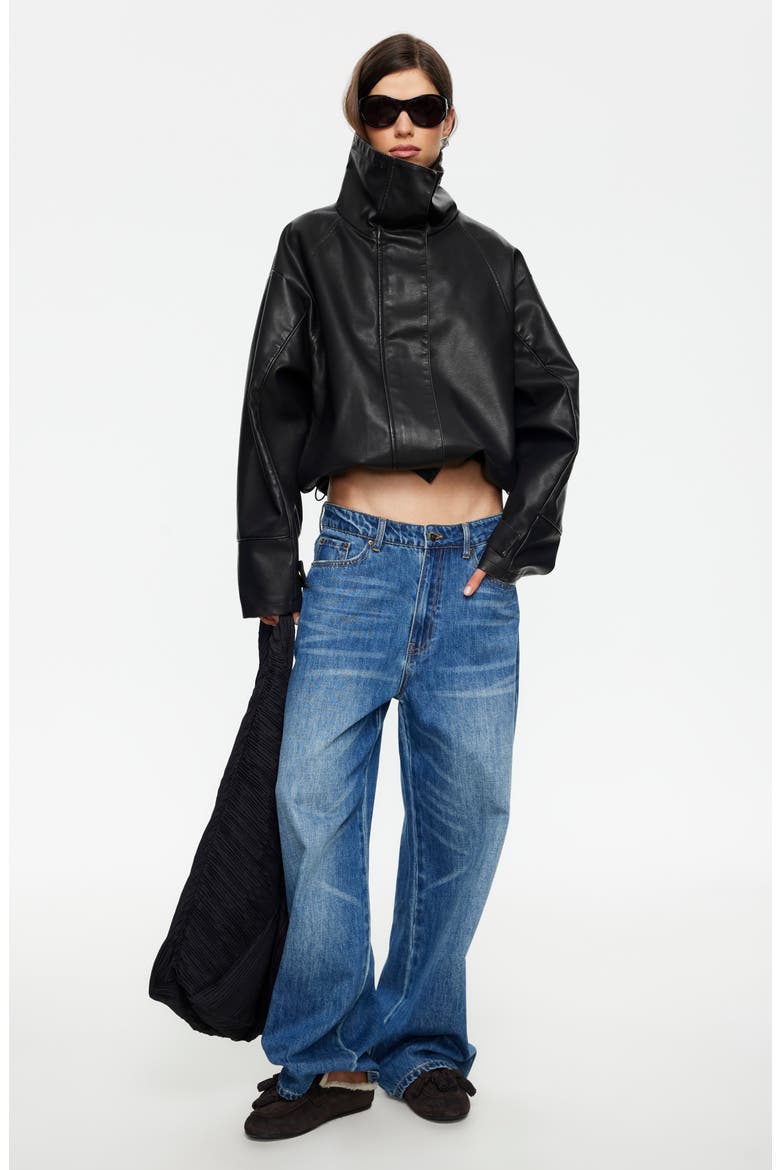 Shoreline Faux Leather Jacket, Alternate, color, NOIR