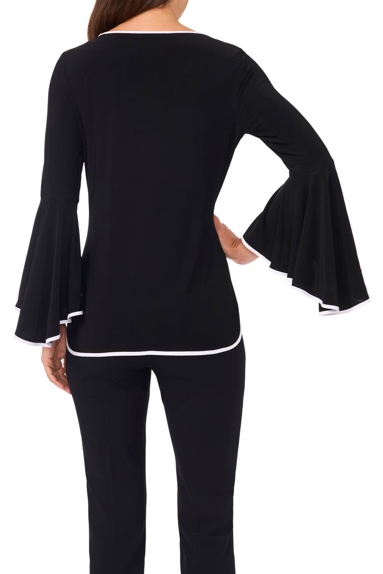 Tipped Bell Sleeve Top, Alternate, color, BLACK/WHITE 010