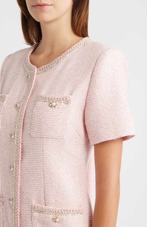Endless Rose Tweed Button-up Minidress In Pink