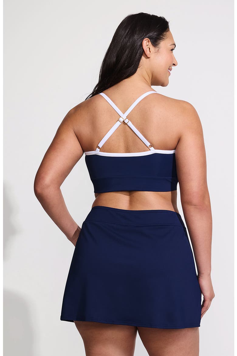 Slender Suit Pleated Tankini Top, Alternate, color, Navy/Sapphire/River Mist/White