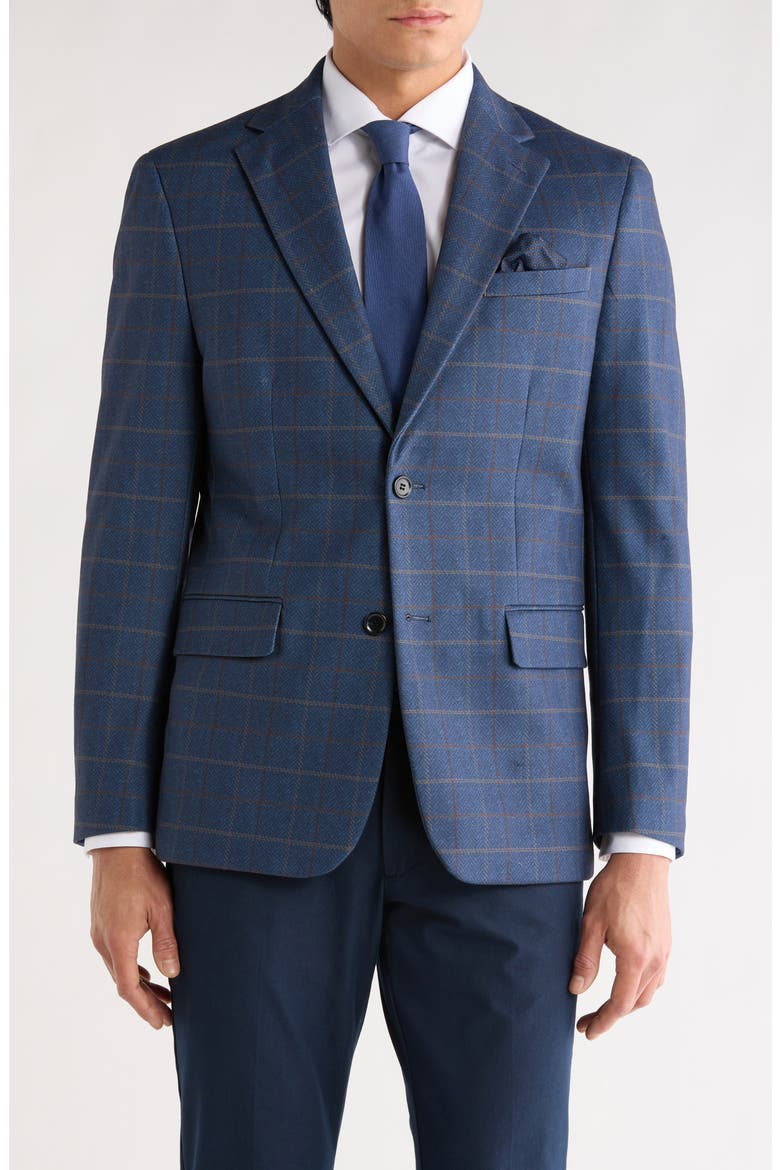 Slim Fit Plaid Sport Coat, Main, color, NAVY