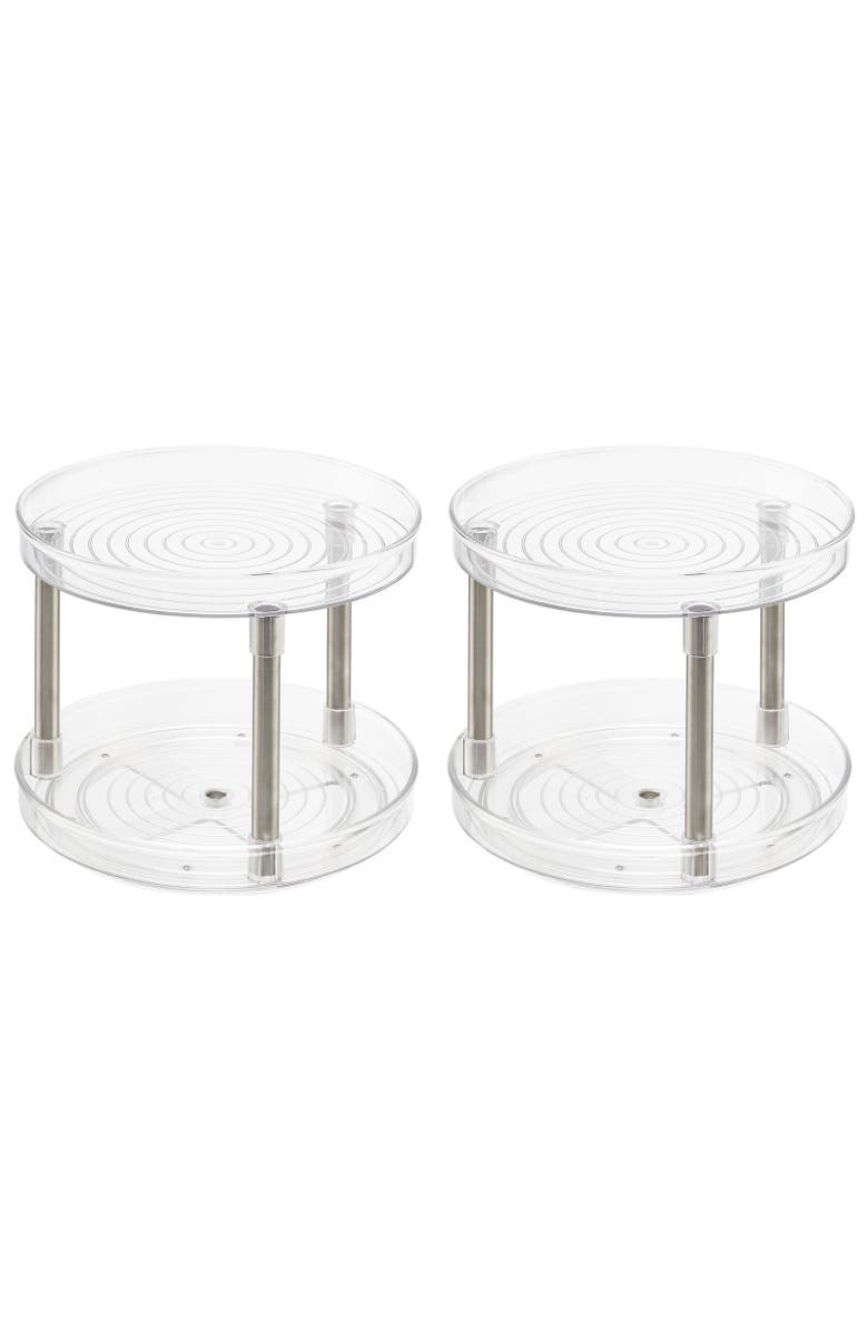 mDesign Spinning 2-Tier Lazy Susan Turntable Storage Tower - 2 Pack, Main, color,