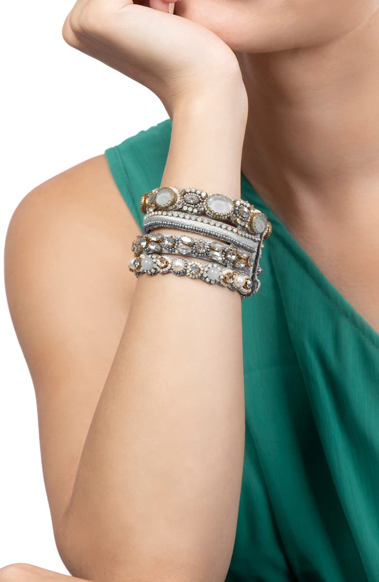 Deepa Gurnani Brixie Stack Bracelet, Alternate, color, Gray