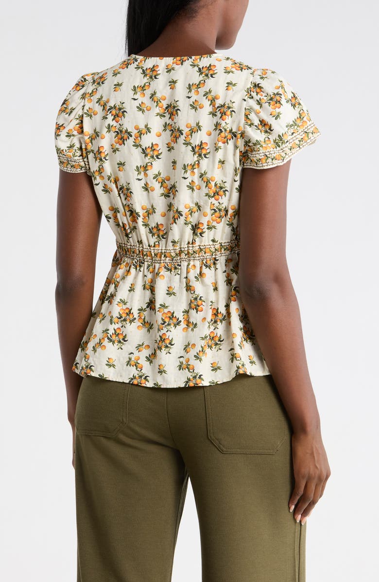 MAX STUDIO Cap Sleeve Peplum Top, Alternate, color, Crnm/ Orange Sunshine