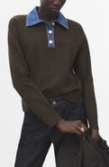 MANGO Abril Denim Collar Sweater