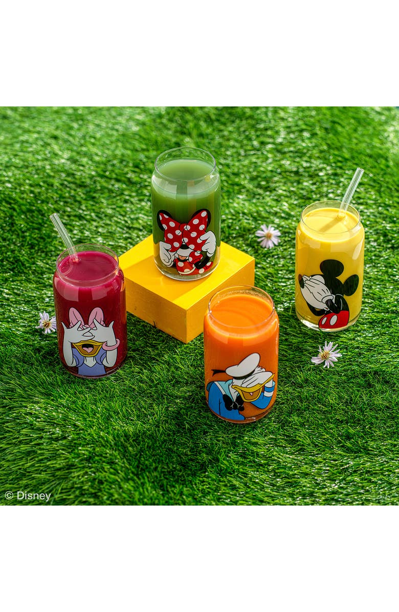 JoyJolt x Disney Mickey & Friends Set of 4 Can Glasses, Alternate, color, Clear