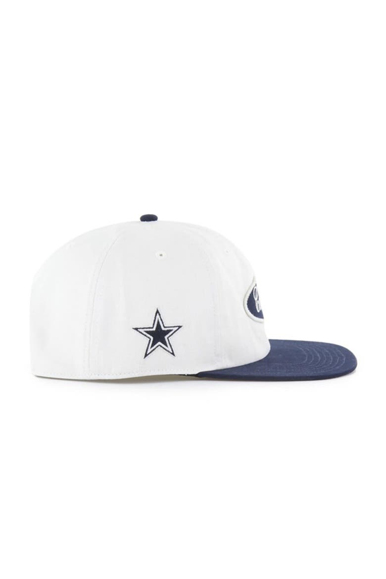 Men's '47 White/Navy Dallas Cowboys Foundational Captain Snapback Hat, Alternate, color, White