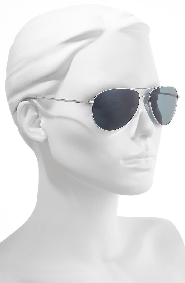 Oliver Peoples Benedict 59mm Polarized Aviator Sunglasses, Alternate, color, Silver/ Dark Blue