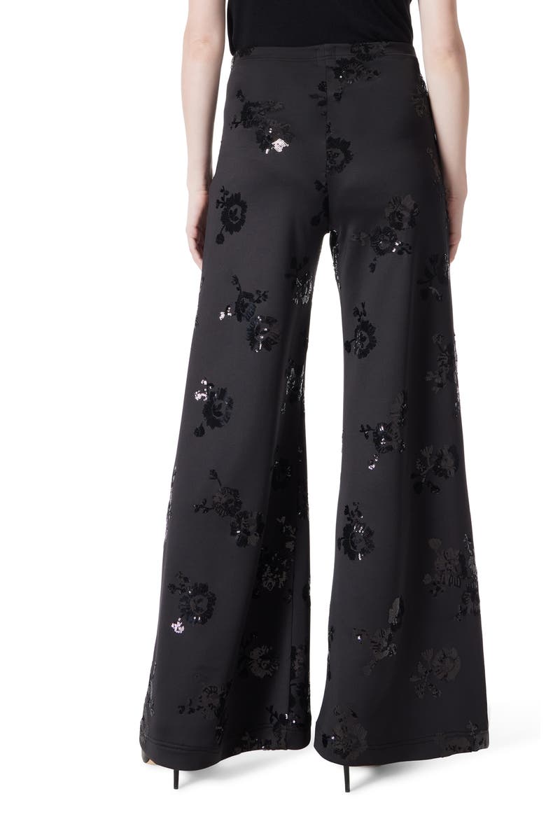 Sequin Wide Leg Scuba Knit Pants, Alternate, color, BLACK