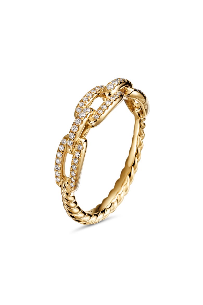 STAX CHAIN LINK RING 18K, Alternate, color, YELLOW GOLD/ DIAMOND
