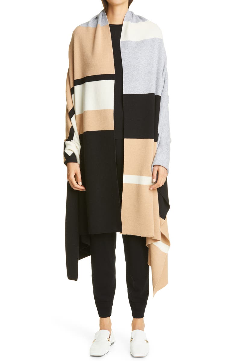 St. John Collection Stripe Cashmere Sweater Wrap, Main, color, 