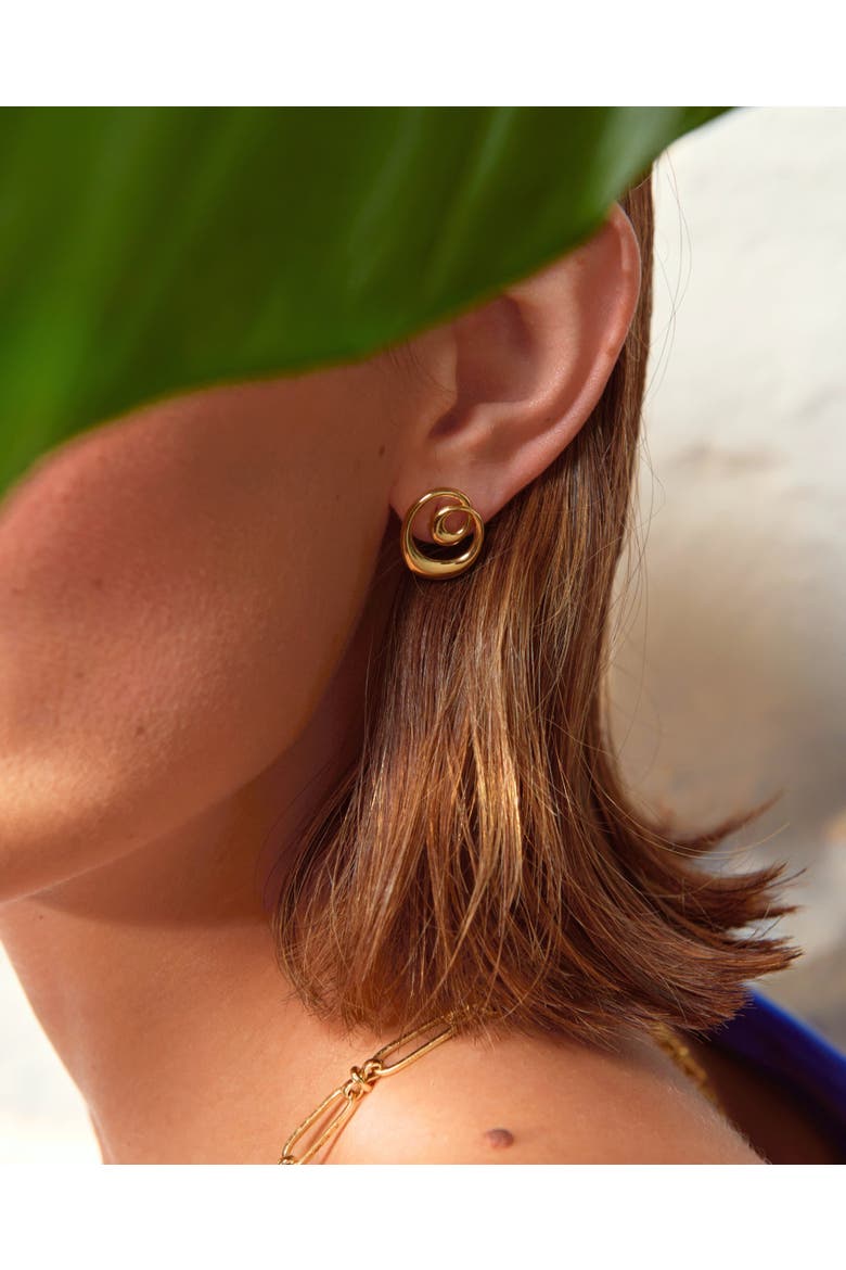 Dalia Twist Stud Earrings, Alternate, color, Brass