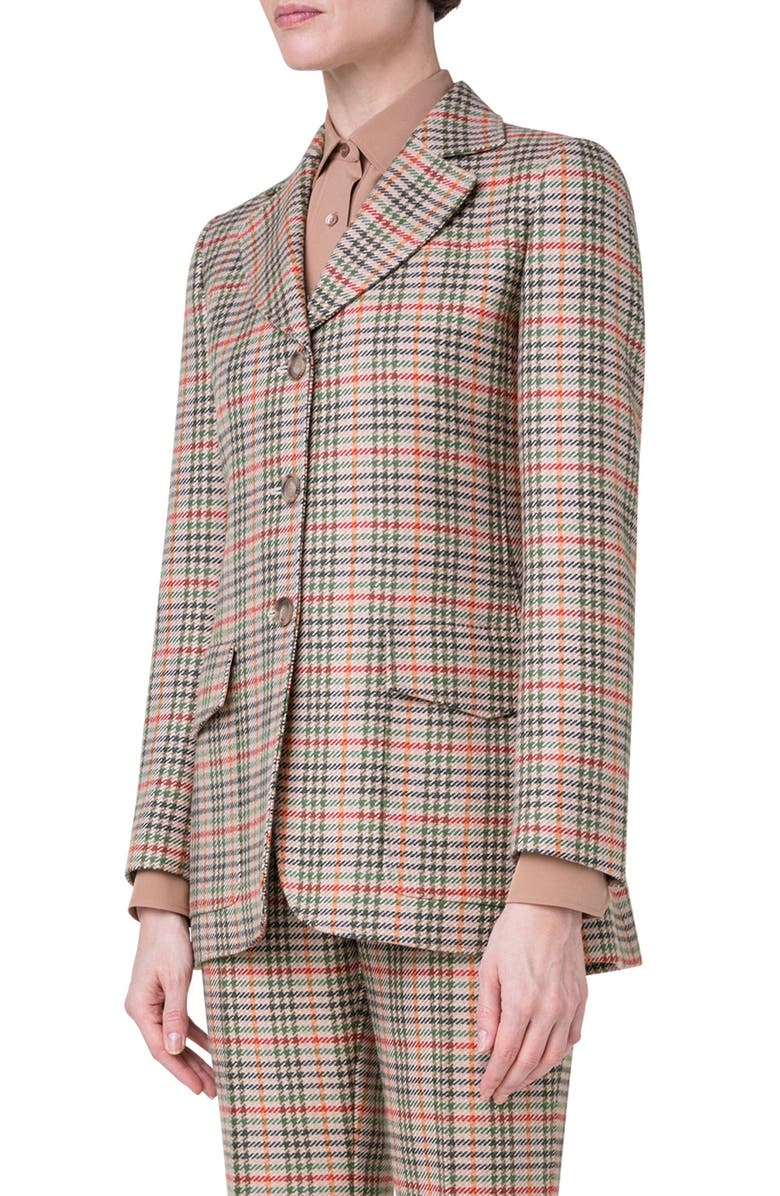 Akris Check Virgin Wool Flannel Jacket, Alternate, color, 