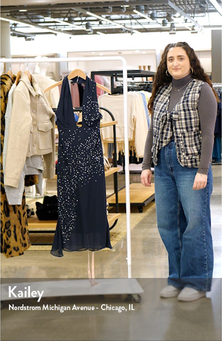 Jovanna Plunge Halter Midi Cocktail Dress, sales video thumbnail