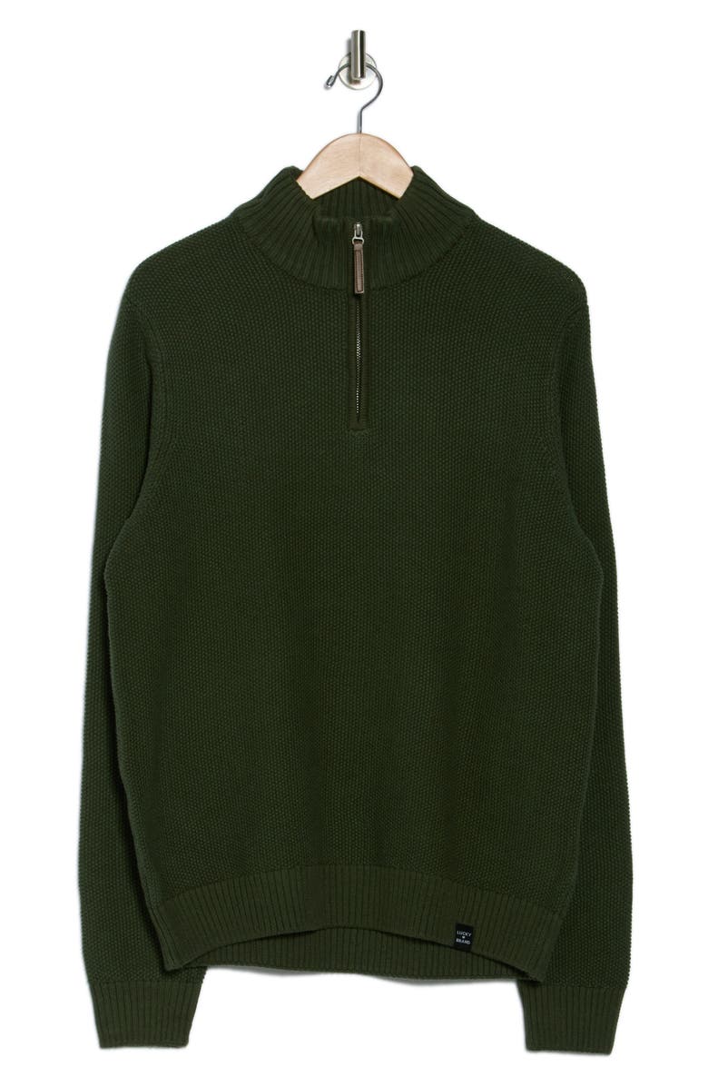 Lucky Brand Cotton Quarter Zip Sweater, Alternate, color, Duffel Bag
