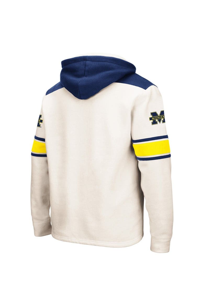Men's Colosseum Cream Michigan Wolverines Big & Tall Hockey Lace-Up Pullover Hoodie, Alternate, color, Cream