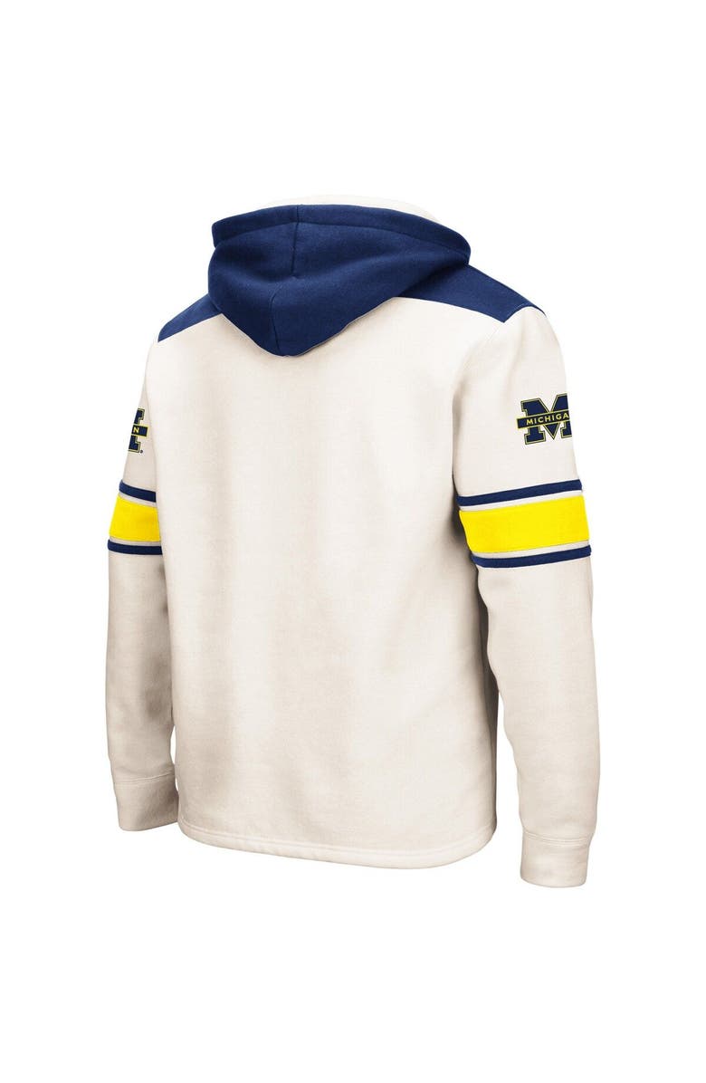 COLOSSEUM Men's Colosseum Cream Michigan Wolverines Big & Tall Hockey Lace-Up Pullover Hoodie, Alternate, color, Cream