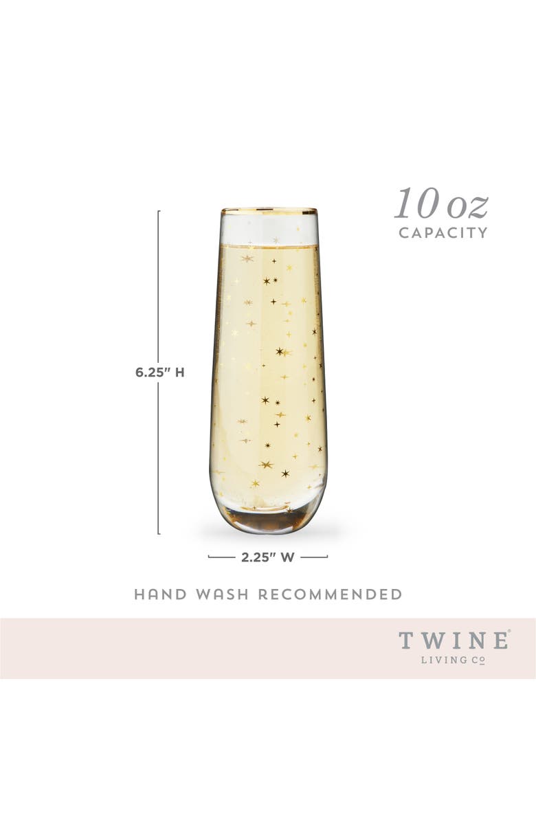 TWINE Starlight Stemless Champagne Flutes Set of 2, Alternate, color, Gold